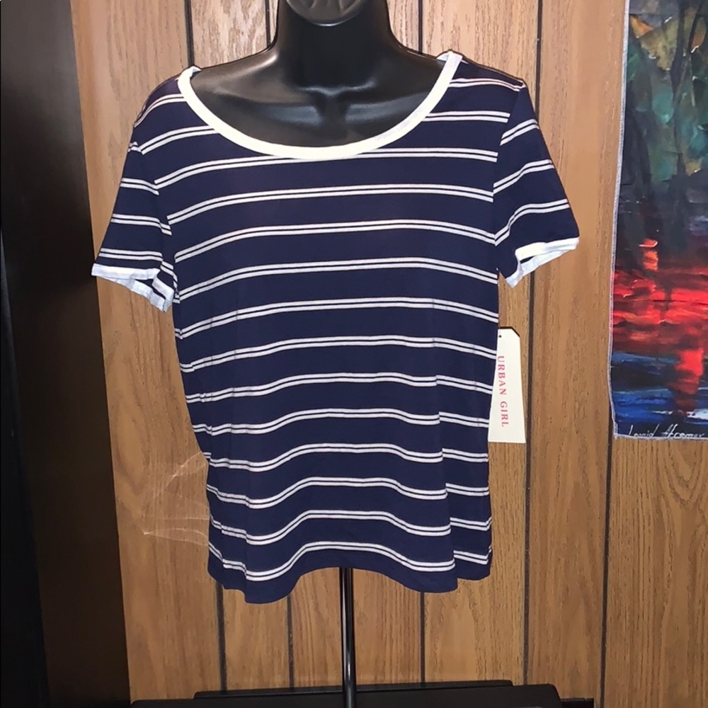 🌎donated🤍3/16🤍Navy and white striped shirt